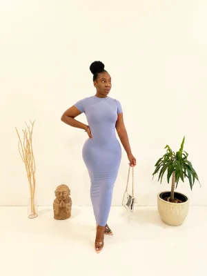 Not So Basic T-Shirt Maxi Dress in Denim Blue