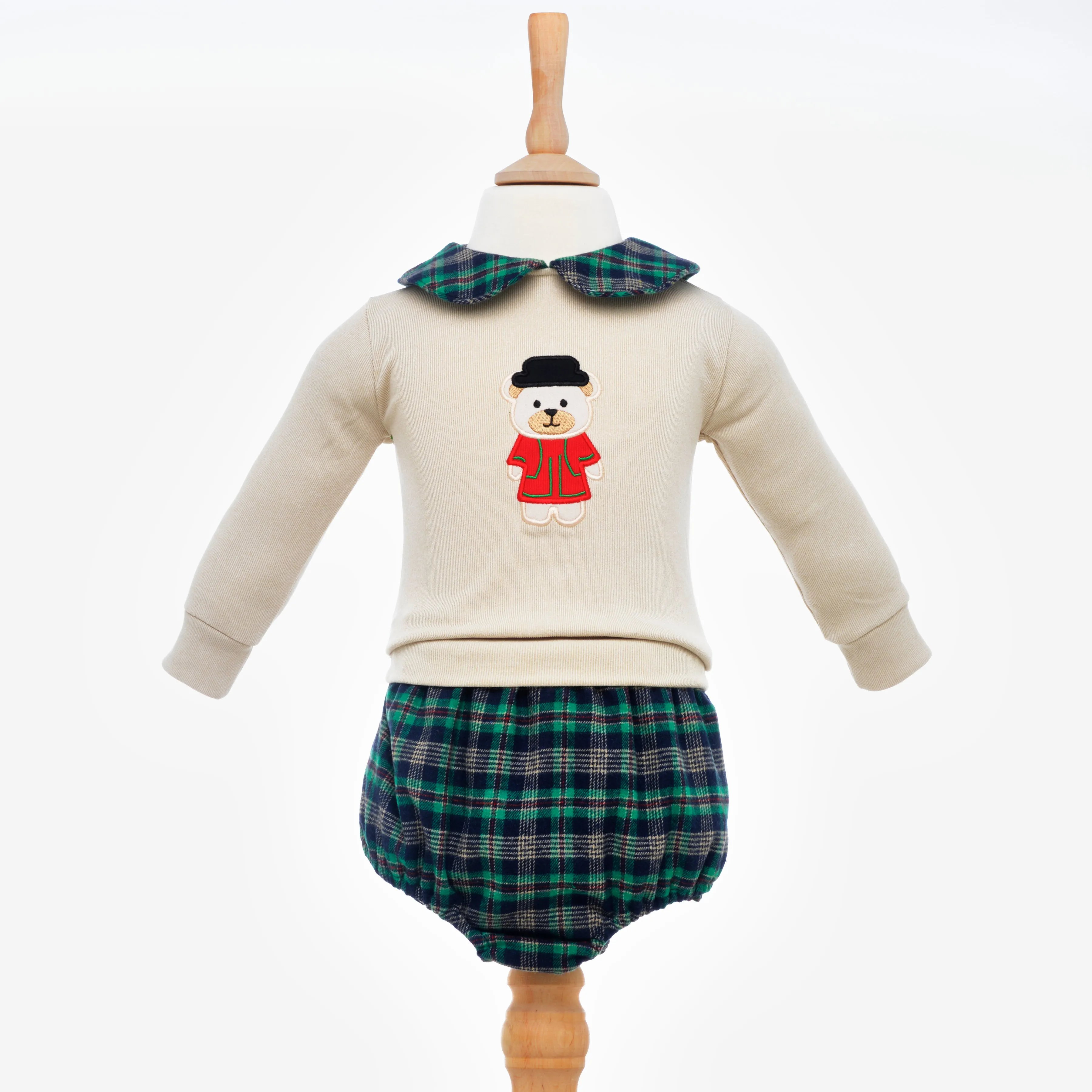Ocean Baby Boys Teddy Guard Themed Jumper & Emerald Tartan Jam Pants Set (NB-3Yrs)