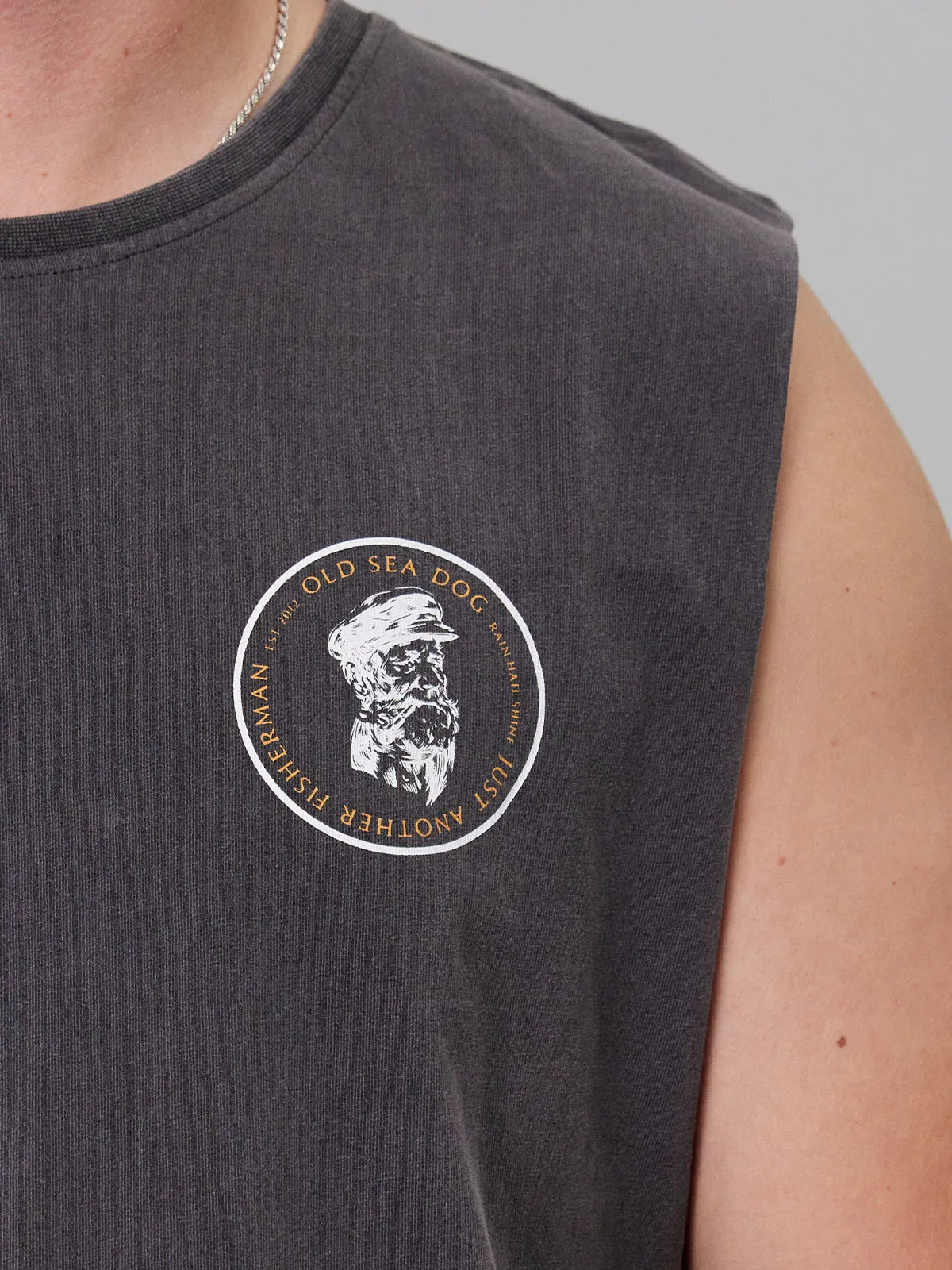 OLD SEA DOG TANK - AGED BLACK/ORANGE