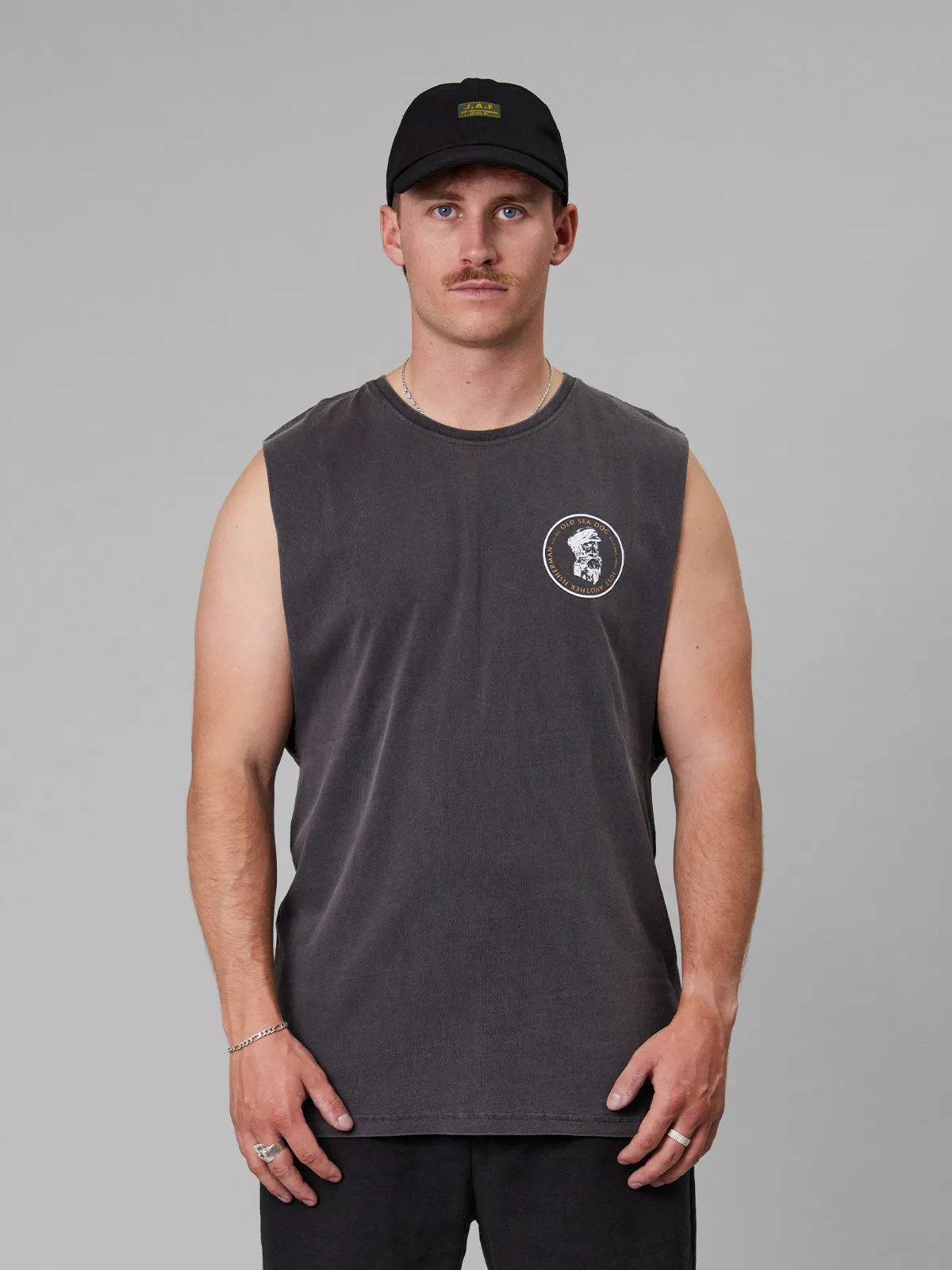 OLD SEA DOG TANK - AGED BLACK/ORANGE