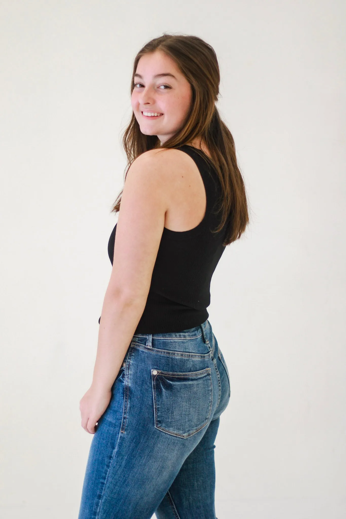 Olivia Sweater Knit Tank Top in Black
