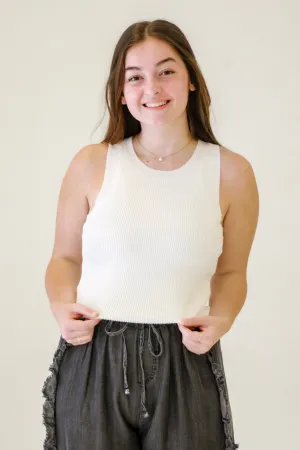 Olivia Sweater Knit Tank Top in White