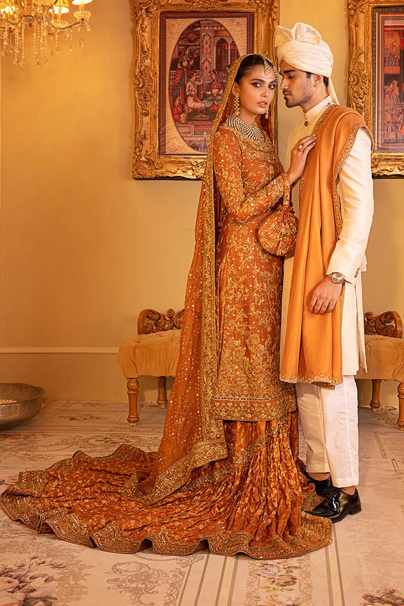 Orange Long Kameez Lehenga Pakistani Bridal Dresses
