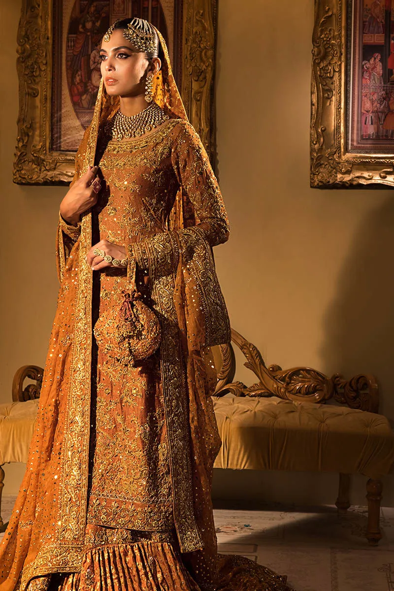 Orange Long Kameez Lehenga Pakistani Bridal Dresses