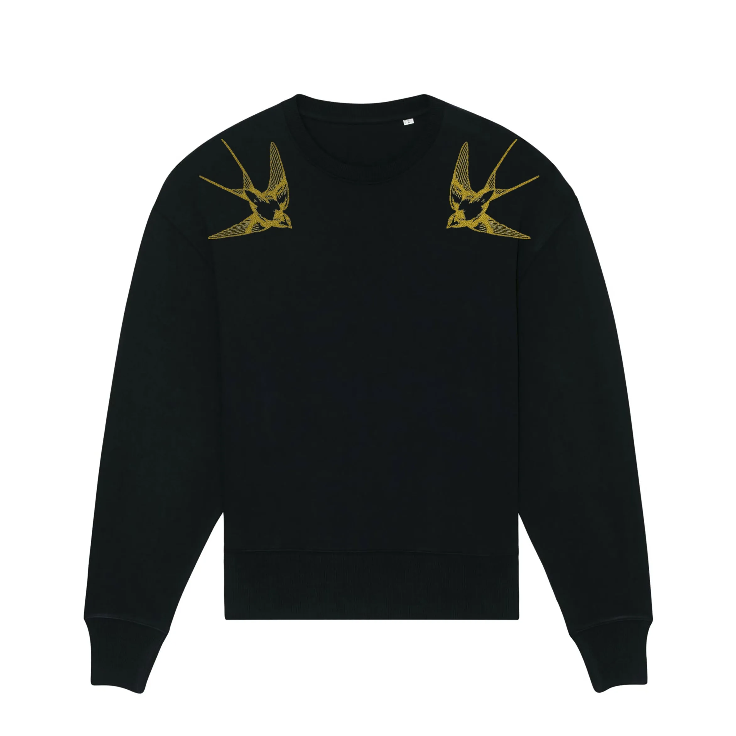 Organic Cotton Unisex Tracksuit | Gold swallows on black