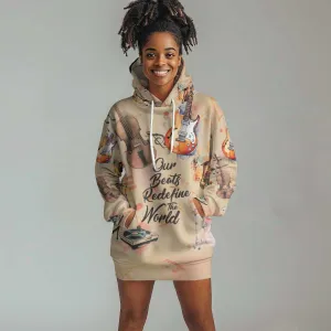 Our Beats Redefine The World African Hoodie Dress Afro Music DT03