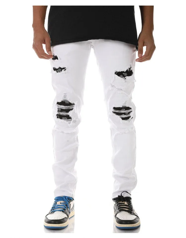 Paisley Patched Pant - Skinny Fit Ripped