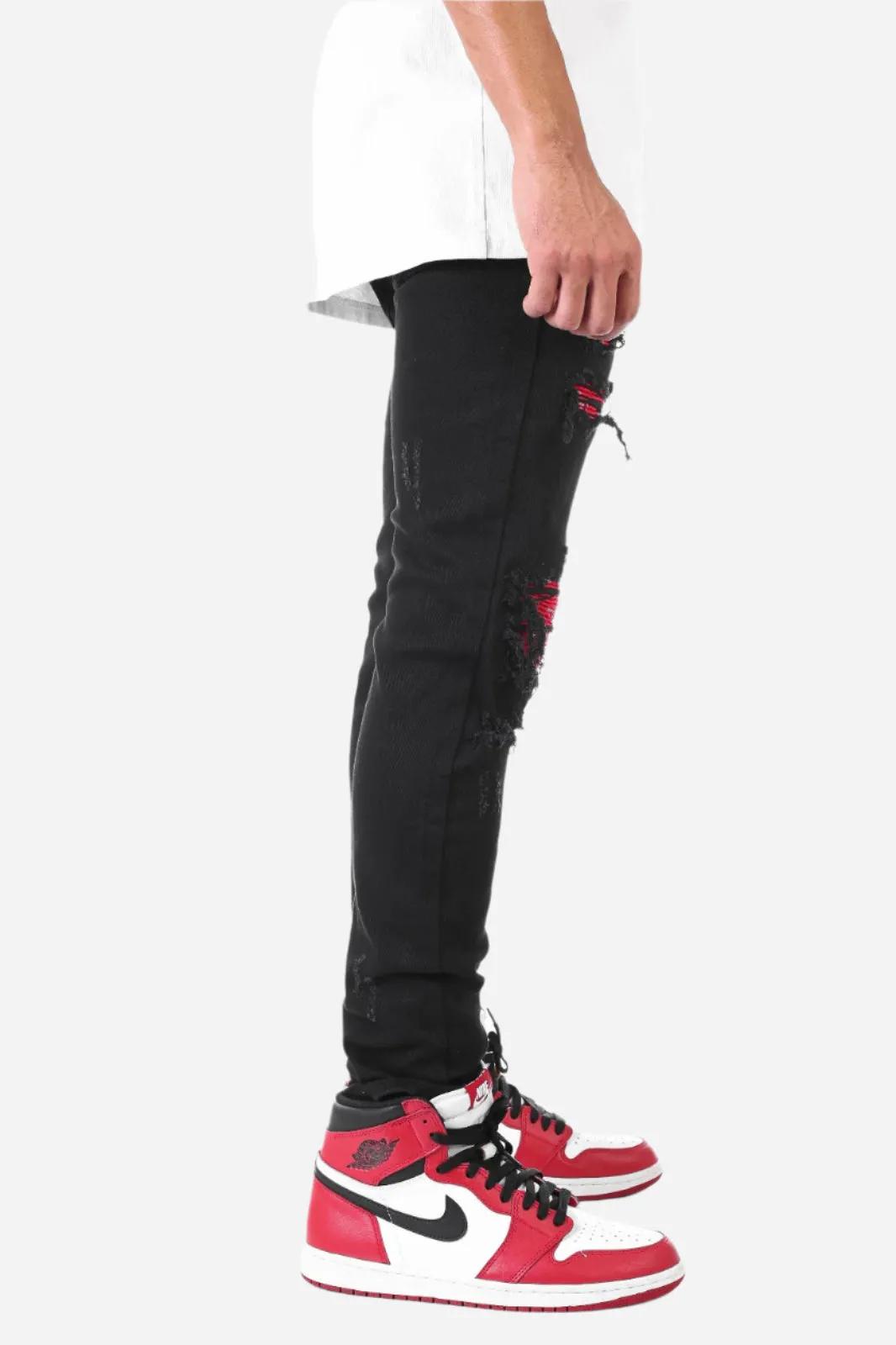 Paisley Patched Pant - Skinny Fit Ripped
