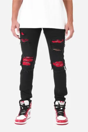 Paisley Patched Pant - Skinny Fit Ripped