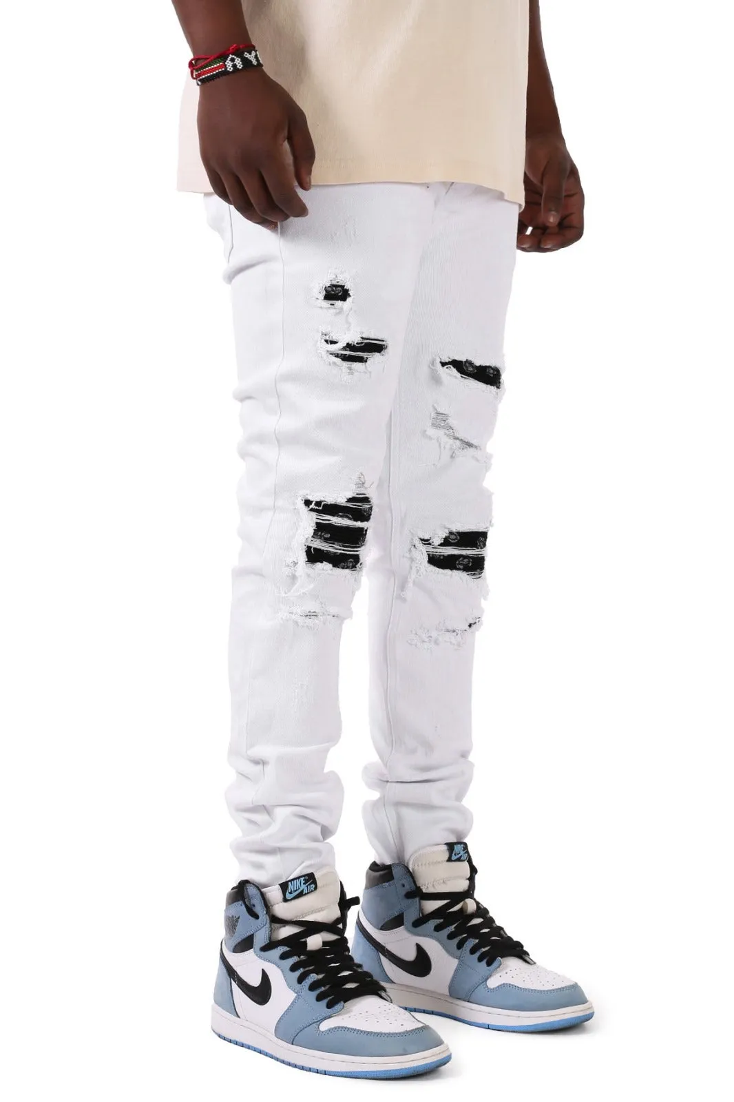 Paisley Patched Pant - Skinny Fit Ripped