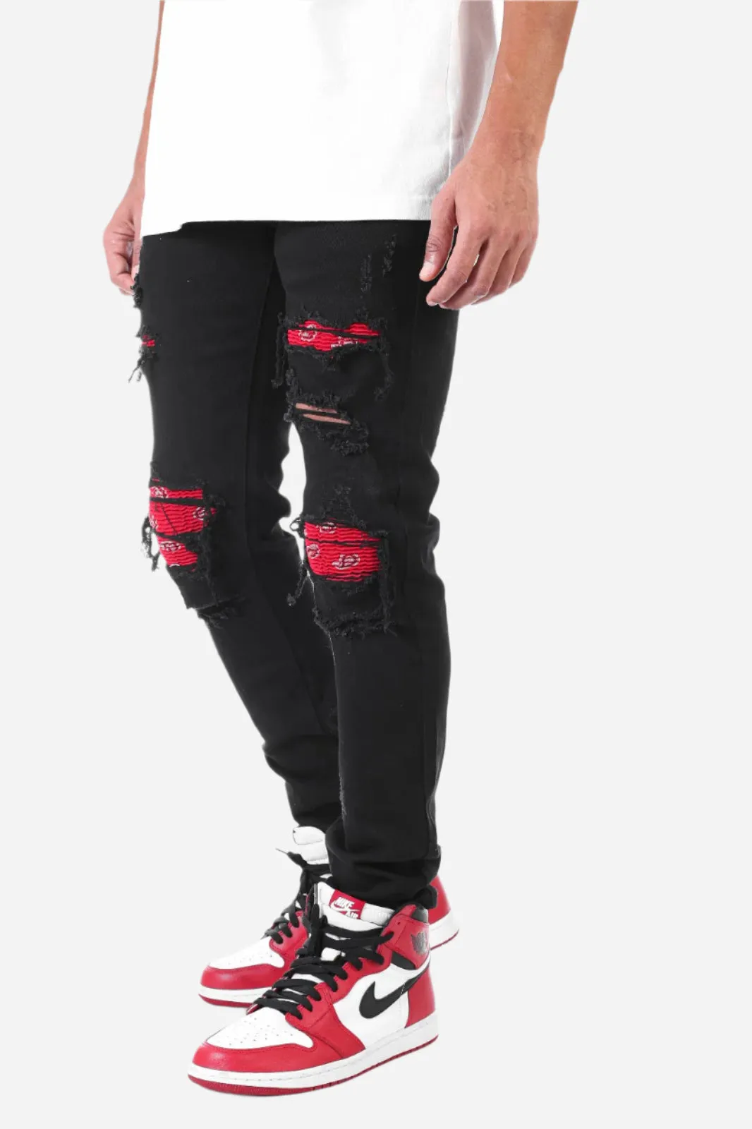 Paisley Patched Pant - Skinny Fit Ripped