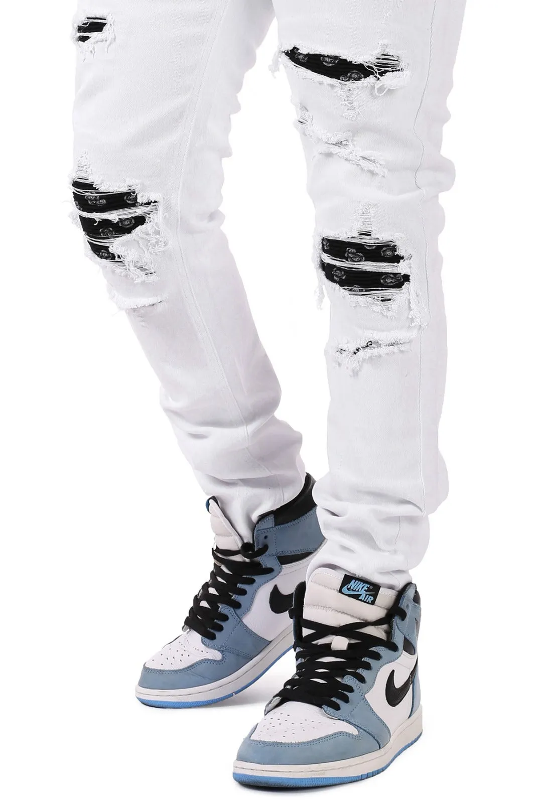 Paisley Patched Pant - Skinny Fit Ripped