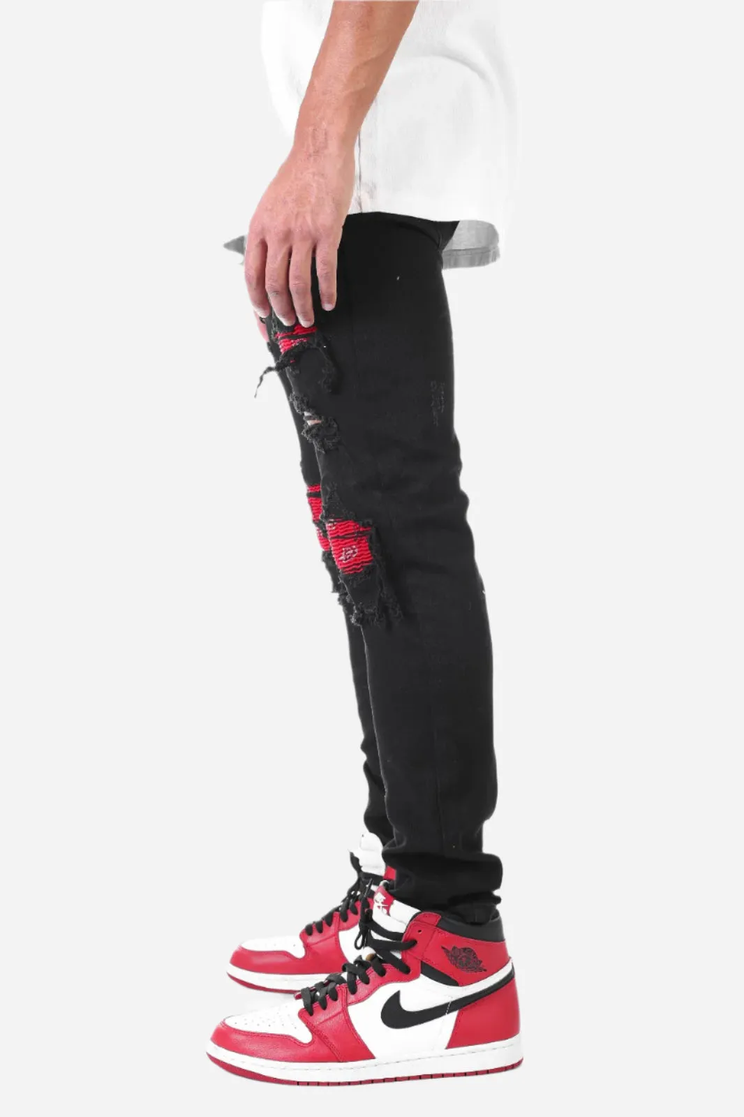 Paisley Patched Pant - Skinny Fit Ripped