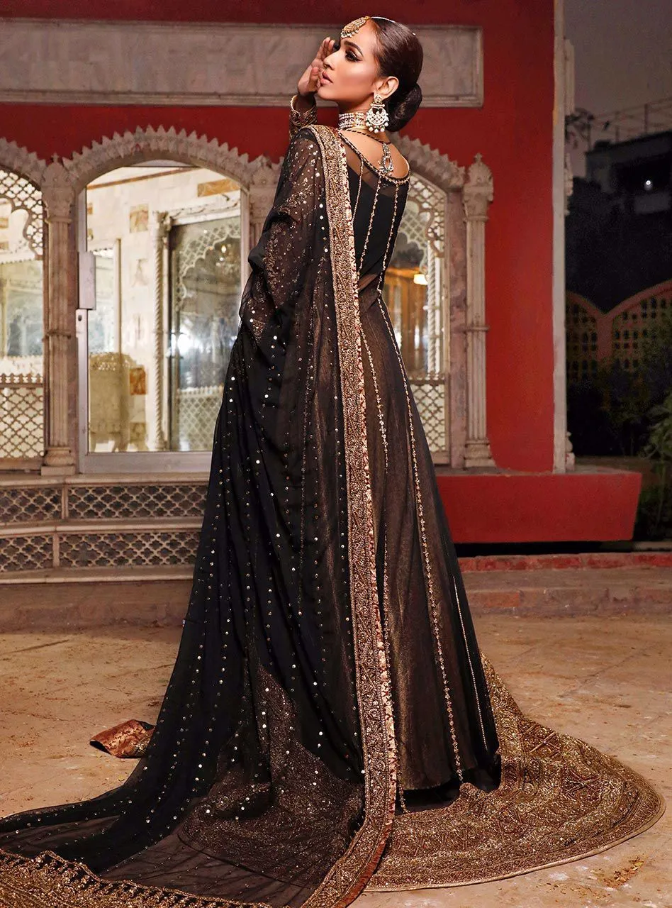 Pakistani Bridal Dress in Black Color for Wedding #J5173
