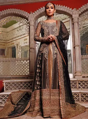 Pakistani Bridal Dress in Black Color for Wedding #J5173