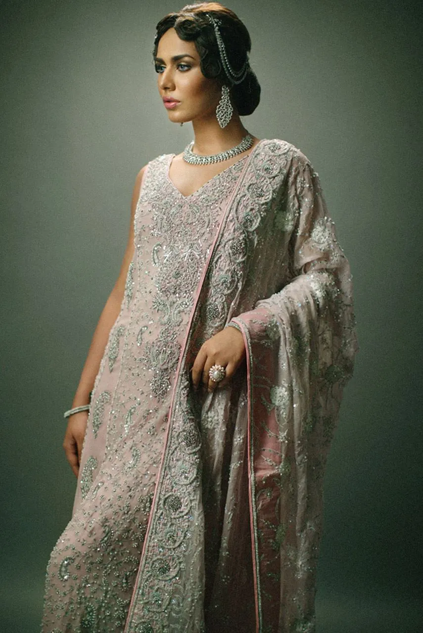 Pakistani Bridal Dress in Grey Color for Wedding #J4331