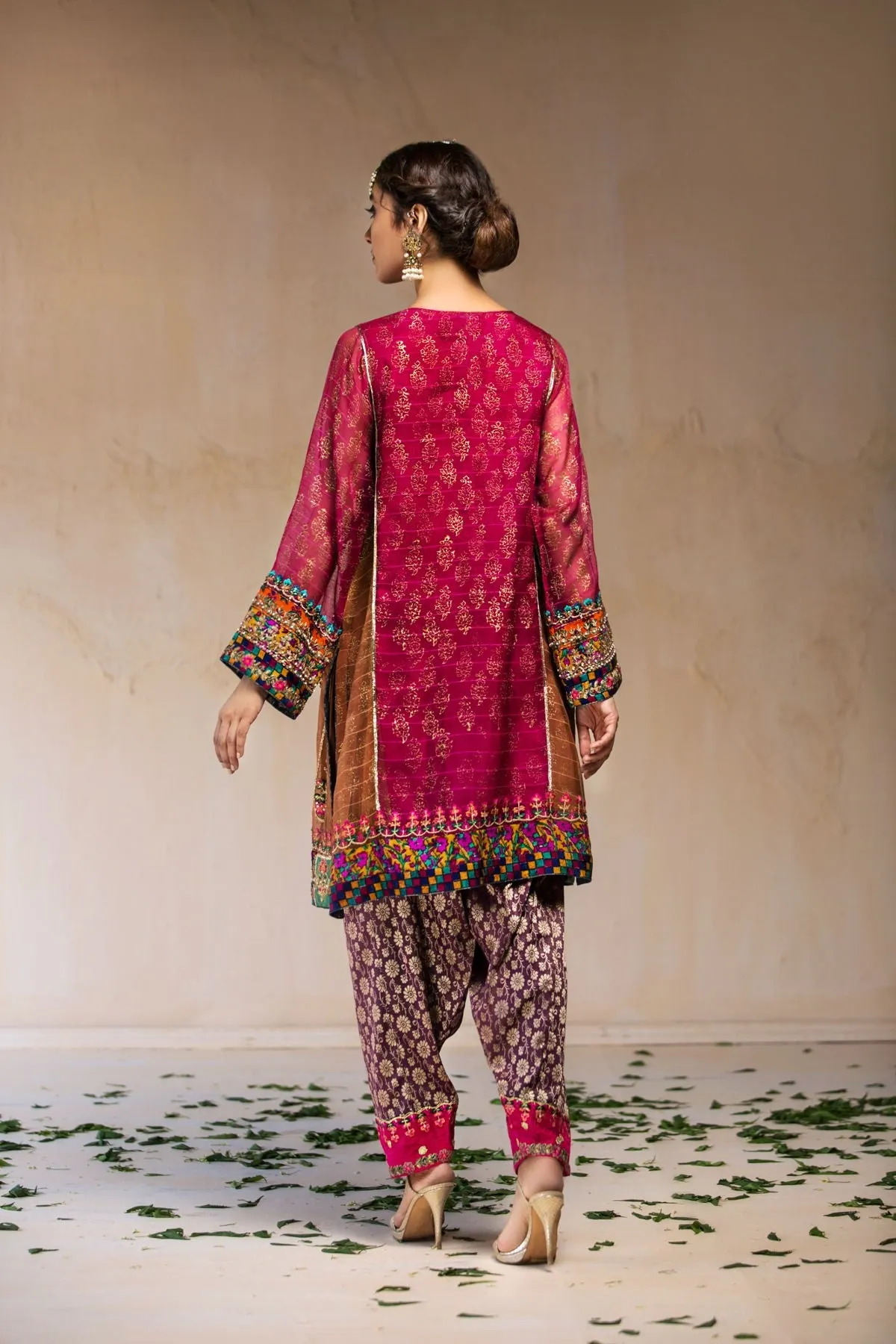 Pakistani Designer Party Dress in Red Color #Y2061