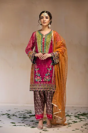 Pakistani Designer Party Dress in Red Color #Y2061