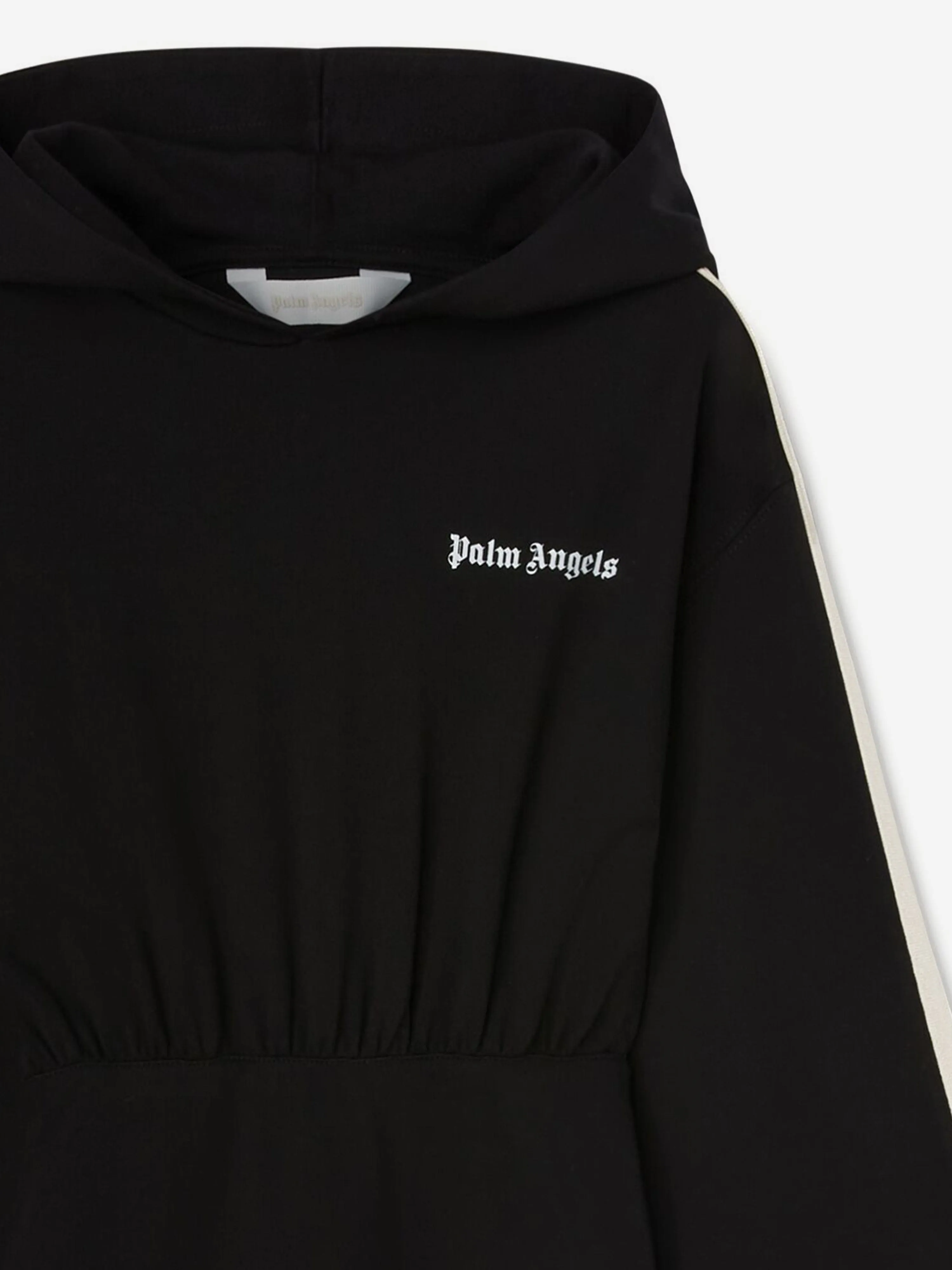 Palm Angels Girls New Track Hoodie Dress in Black