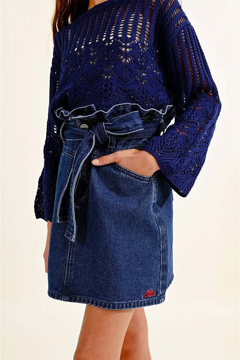 PAPERBAG DENIM SKIRT