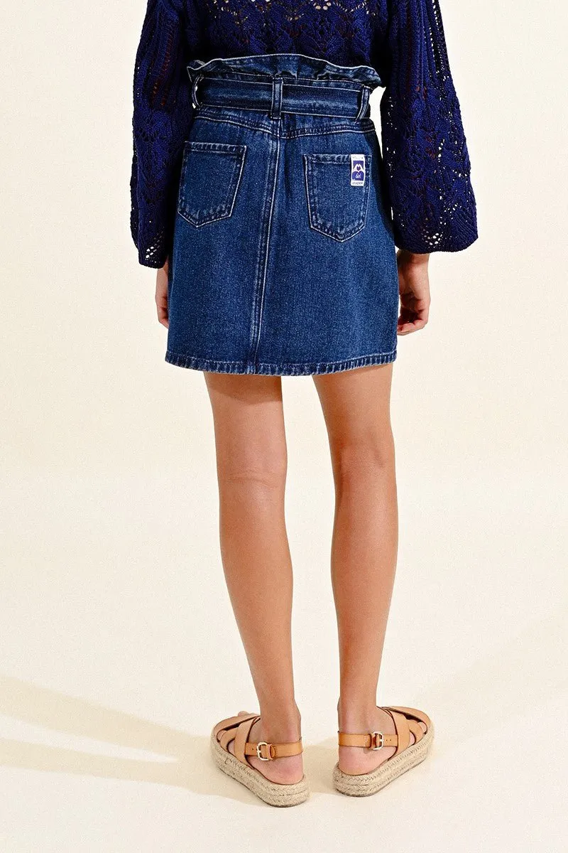 PAPERBAG DENIM SKIRT