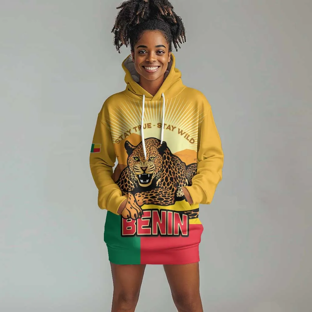 Personalised Afro Benin Leopard Hoodie Dress Stay True - Stay Wild LT15