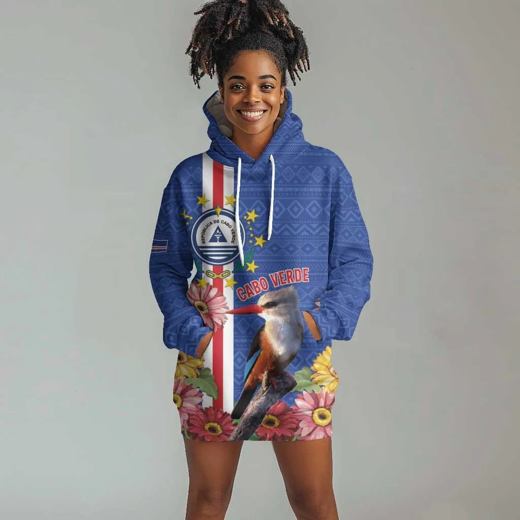 Personalised Cabo Verde Hoodie Dress Grey-Headed Kingfisher Mix Gerbera Daisy LT15