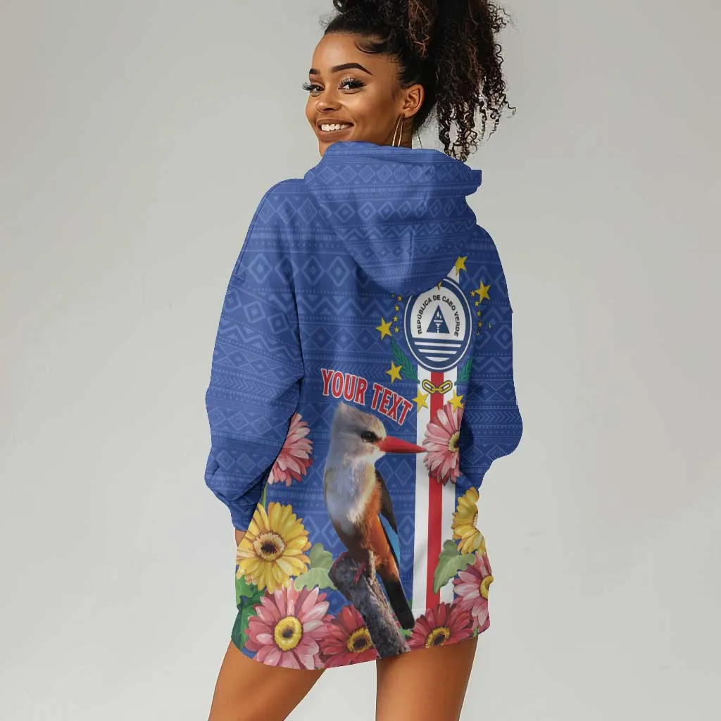 Personalised Cabo Verde Hoodie Dress Grey-Headed Kingfisher Mix Gerbera Daisy LT15