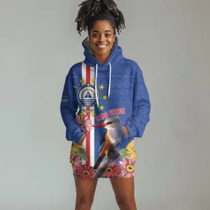 Personalised Cabo Verde Hoodie Dress Grey-Headed Kingfisher Mix Gerbera Daisy LT15