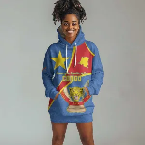 Personalised DR Congo Hoodie Dress Coat Of Arms With Map LT15