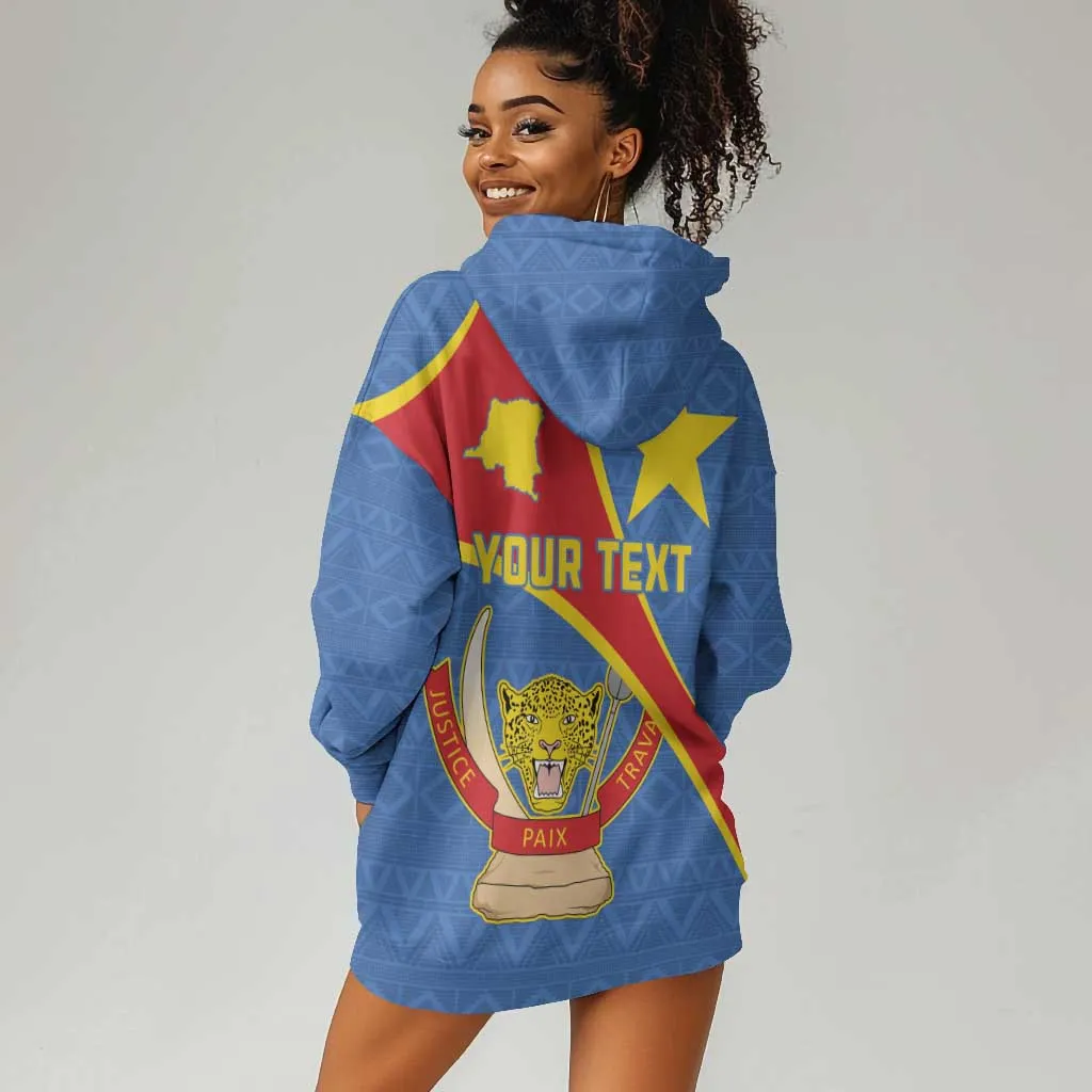 Personalised DR Congo Hoodie Dress Coat Of Arms With Map LT15