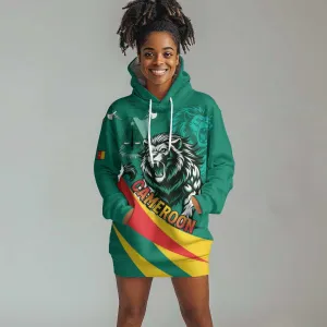 Personalised Happy Cameroon National Day Hoodie Dress Lion With Coat Of Arms - Curve Style LT15
