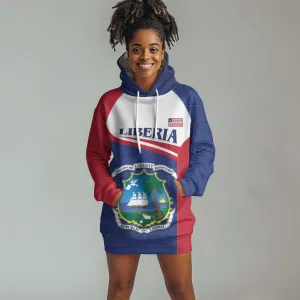 Personalised Liberia African Hoodie Dress Coat Of Arms Flag LT15