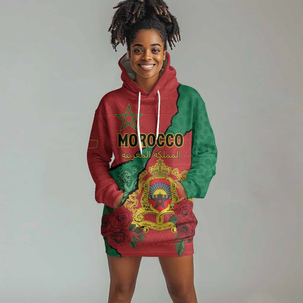 Personalised Morocco Hoodie Dress Coat Of Arms - Islamic Mix African Patterns LT15