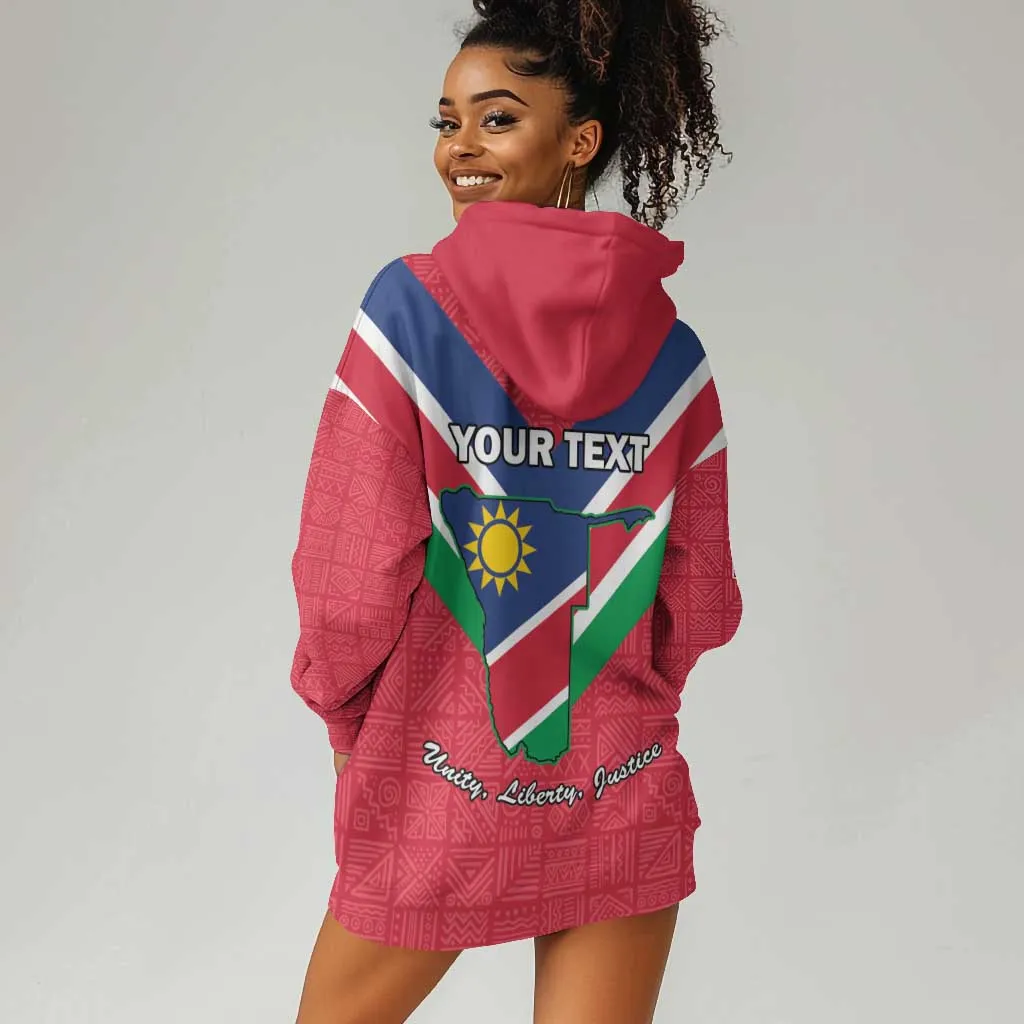 Personalised Namibia Hoodie Dress Coat Of Arms With Flag Map - Happy Independence Day LT15