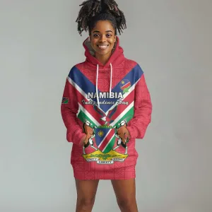 Personalised Namibia Hoodie Dress Coat Of Arms With Flag Map - Happy Independence Day LT15