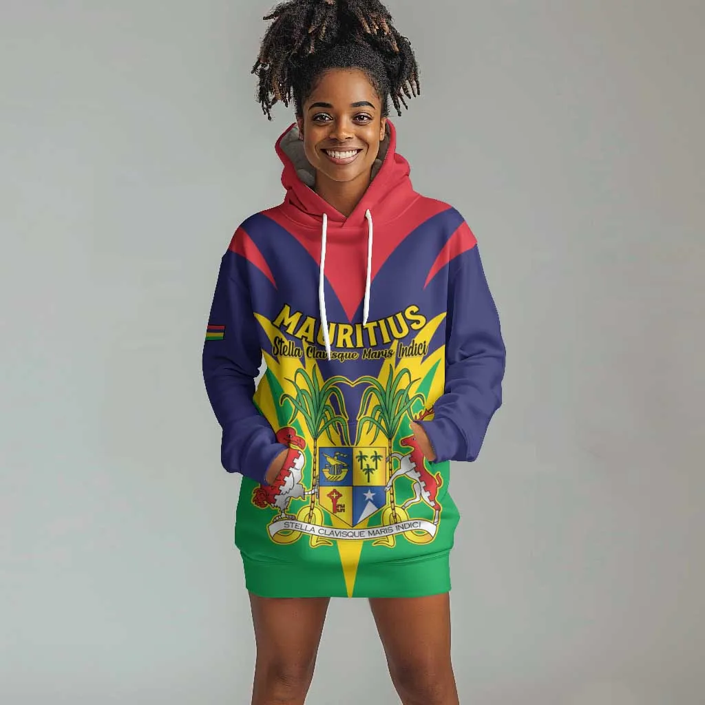 Personalised Republique de Maurice Hoodie Dress Coat Of Arms Flag Style LT15