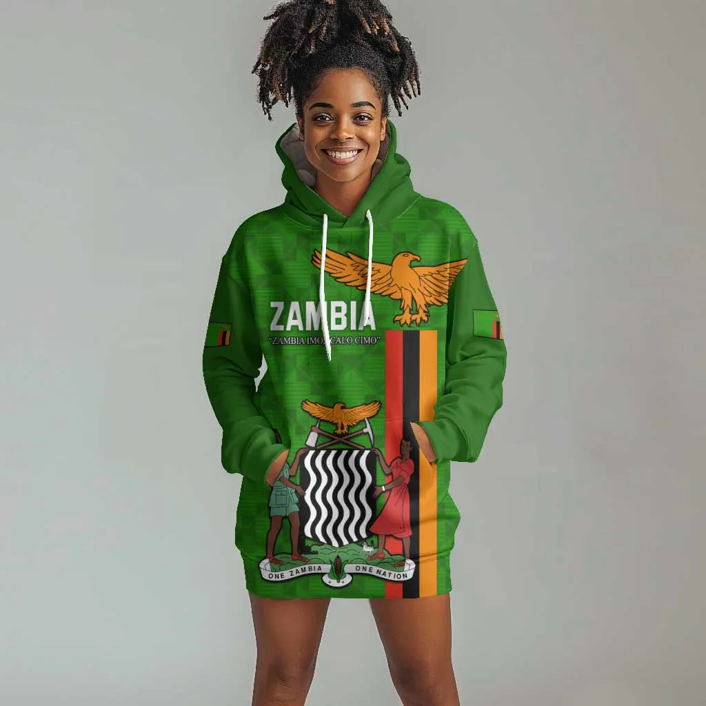 Personalised Zambia Independence Day Hoodie Dress Kente Pattern LT14