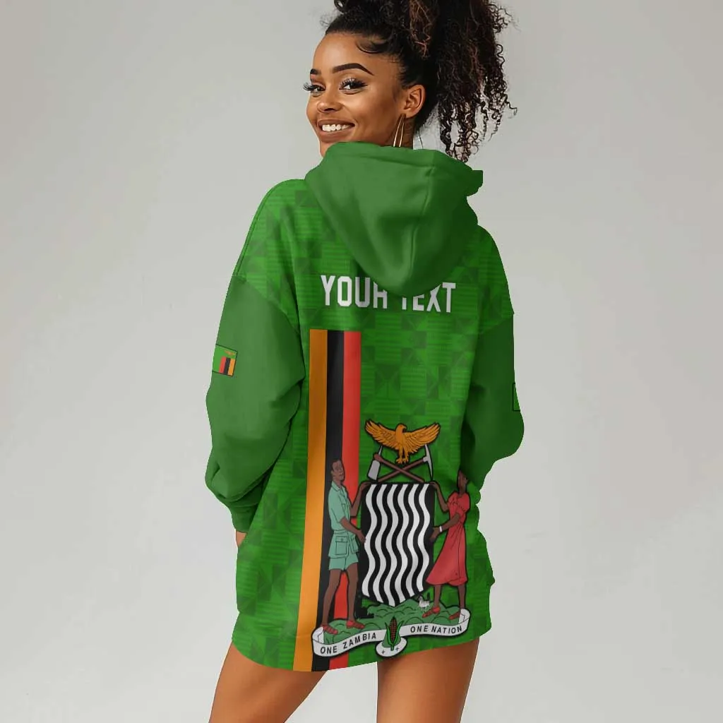 Personalised Zambia Independence Day Hoodie Dress Kente Pattern LT14