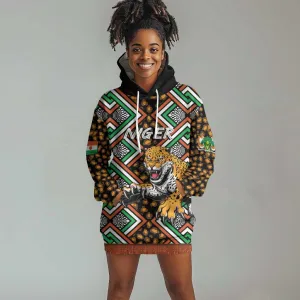 Personalized Afro Niger Hoodie Dress Leopard Ankara African Pattern LT14