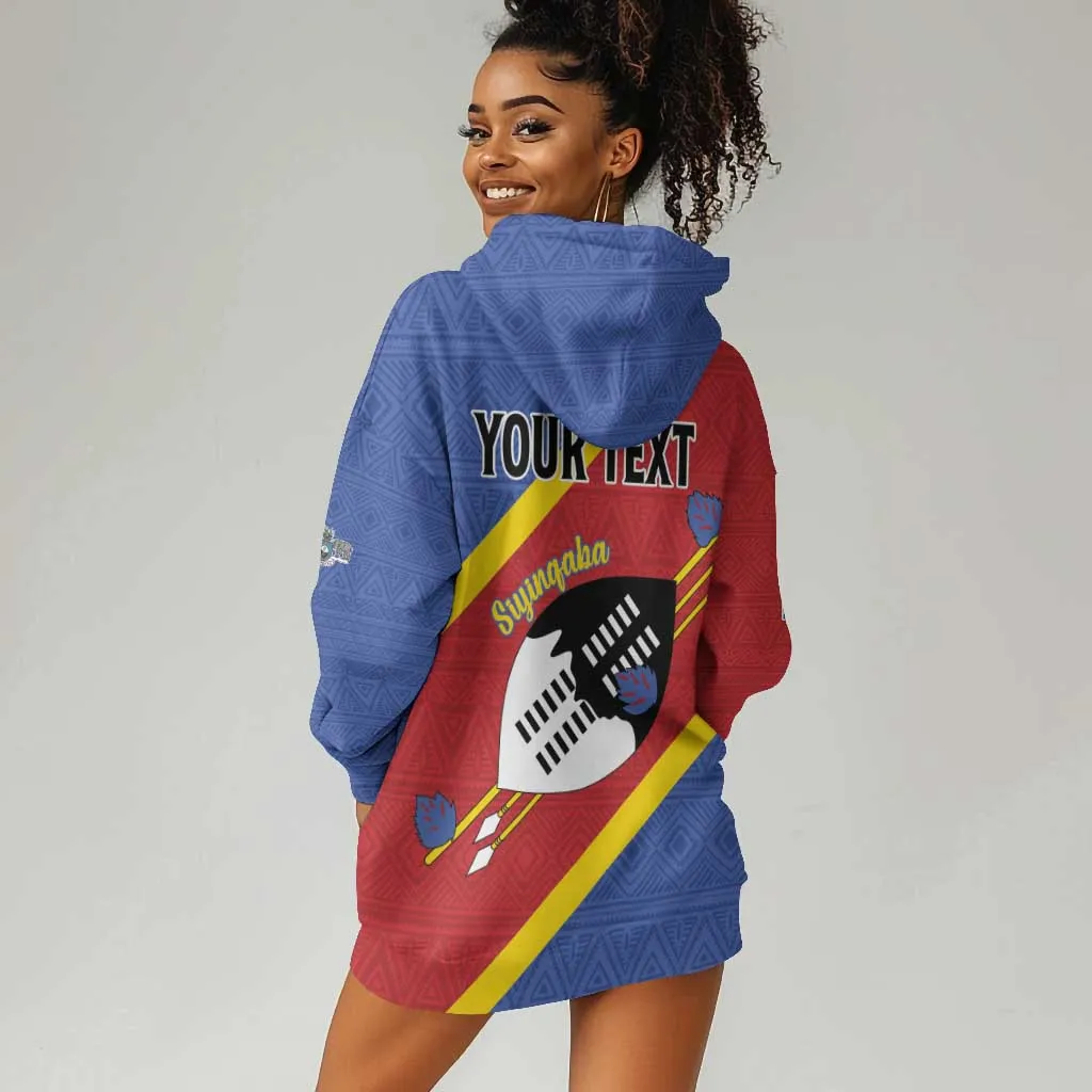 Personalized Happy Swaziland National Flag Day Hoodie Dress Nguni Shield Flag Style - African Pattern LT15