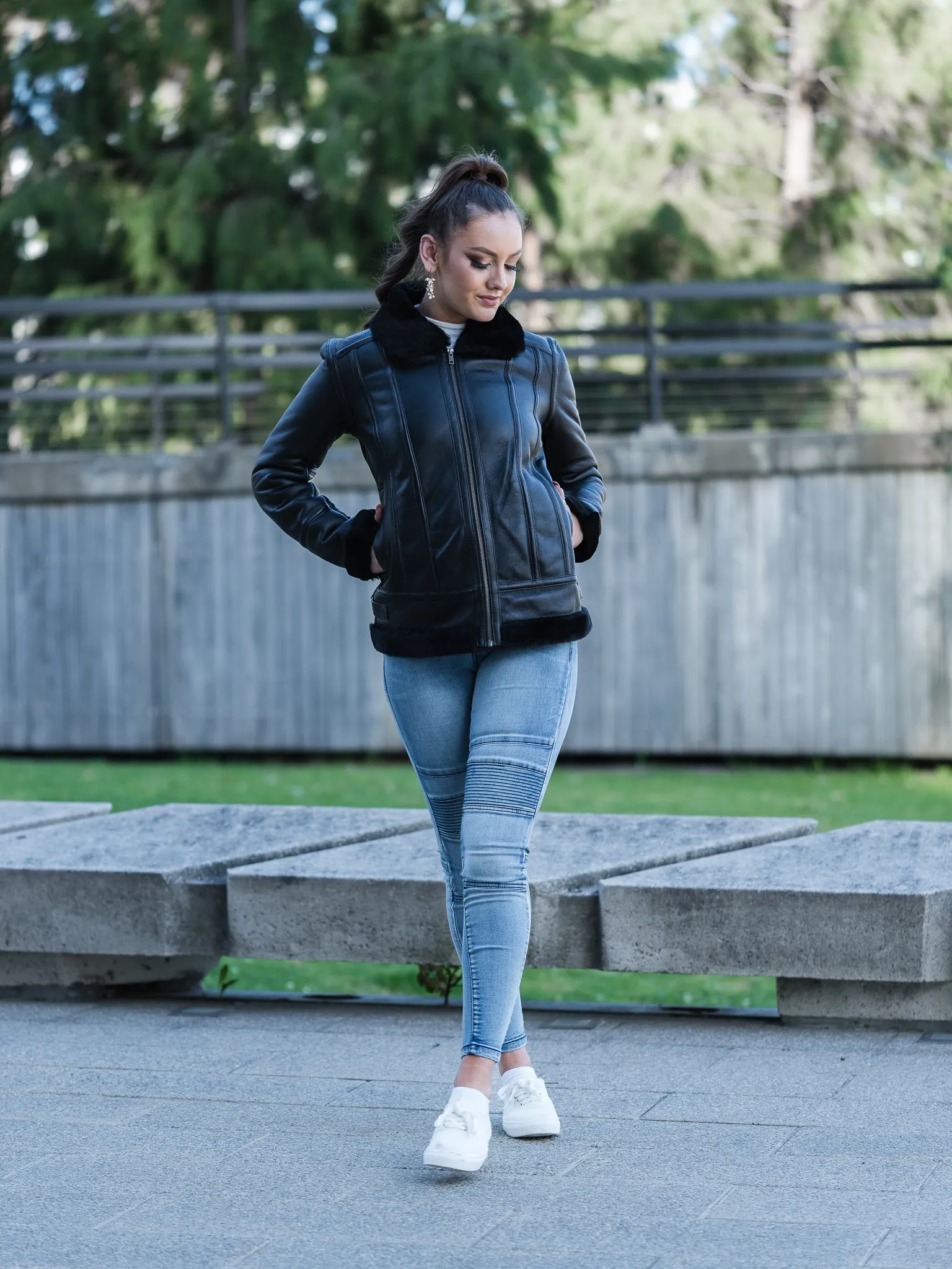 Petula Black Sheepskin Jacket