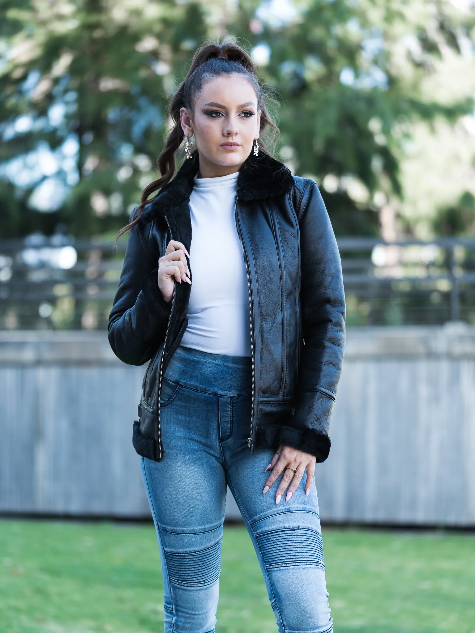 Petula Black Sheepskin Jacket