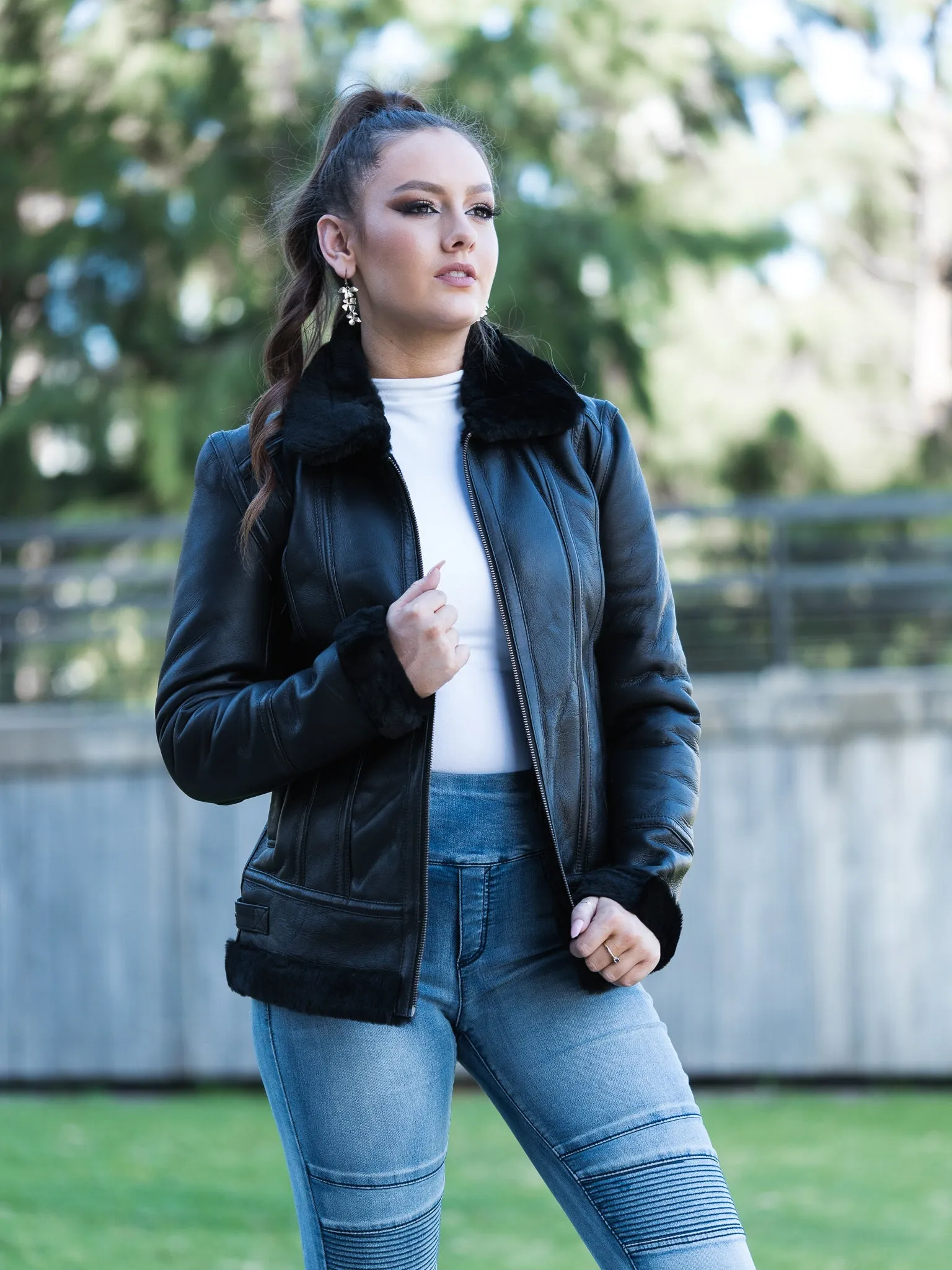Petula Black Sheepskin Jacket