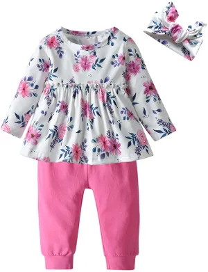 Pink Floral Set with Headband