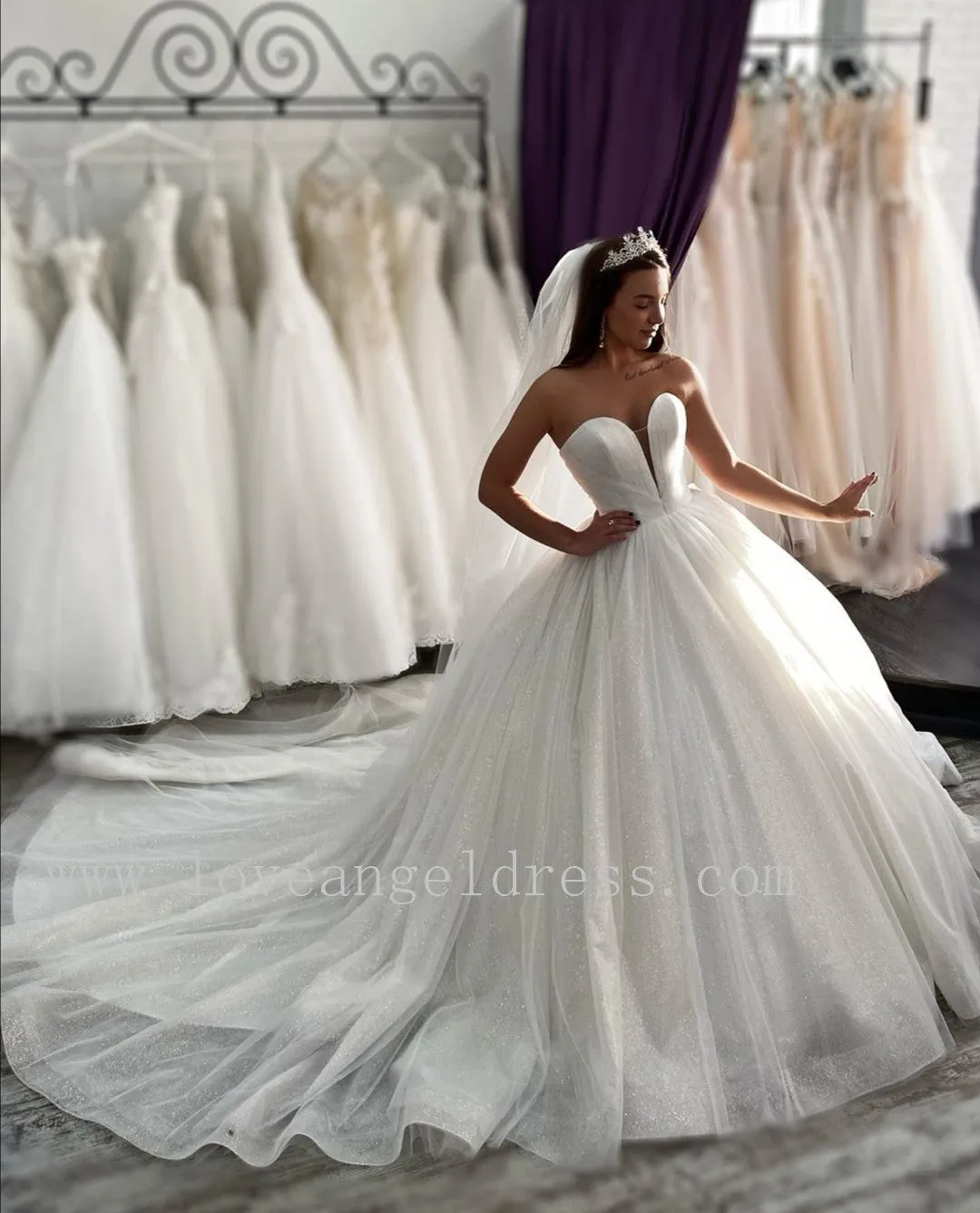 Plunging Sequin Wedding Dresses 2020 Designs
