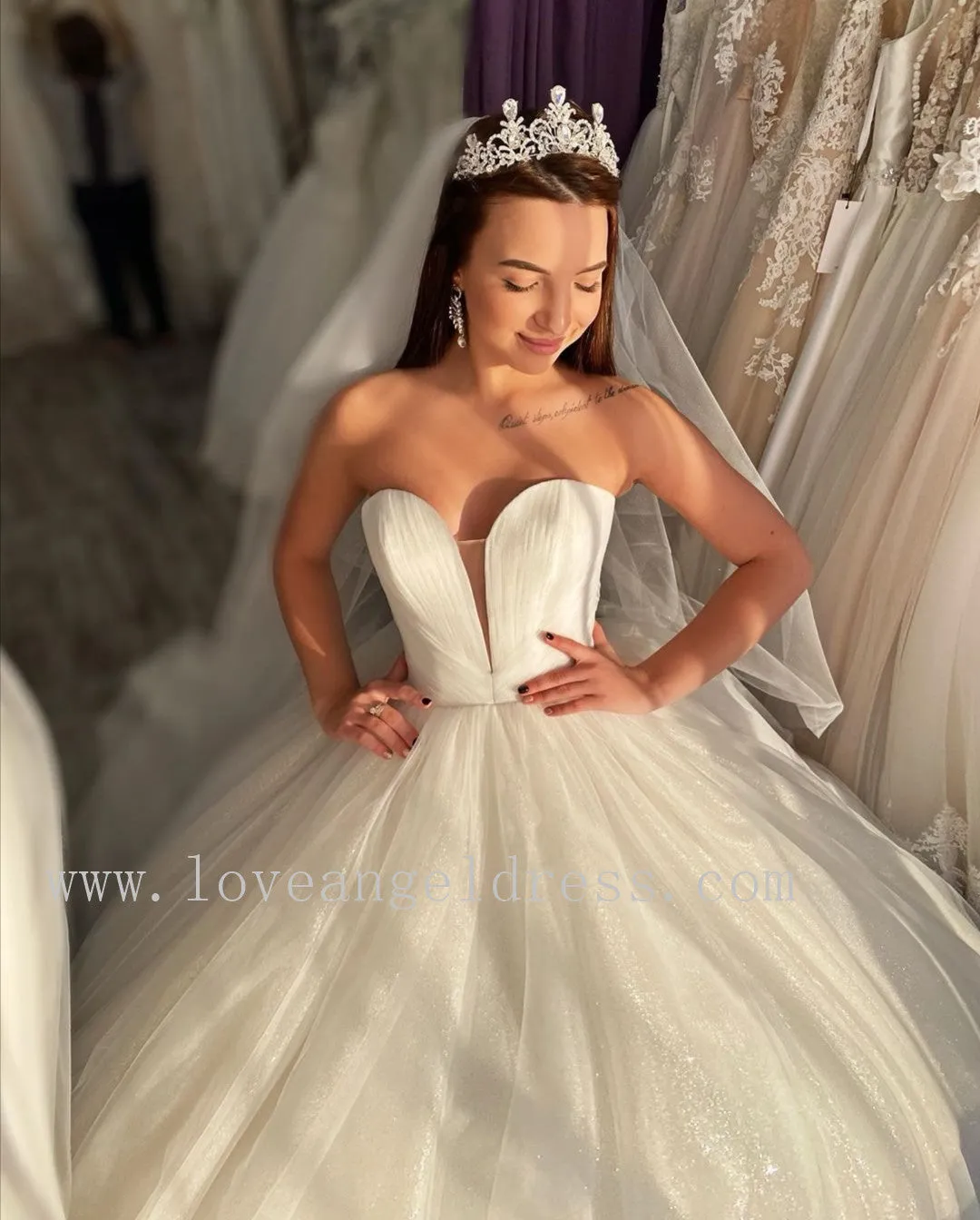 Plunging Sequin Wedding Dresses 2020 Designs