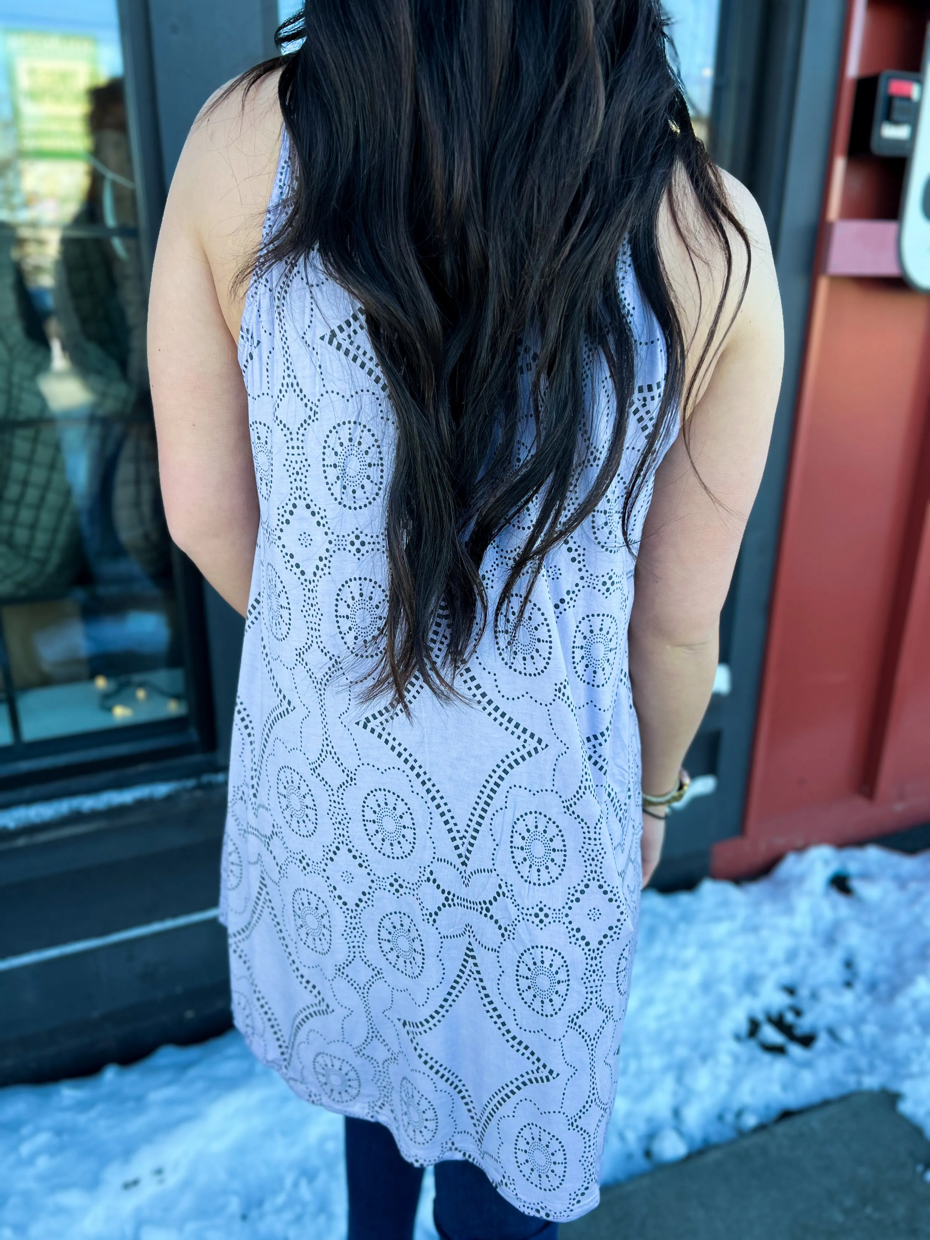 Posh Print Tunic- Lavender BLK/Multi