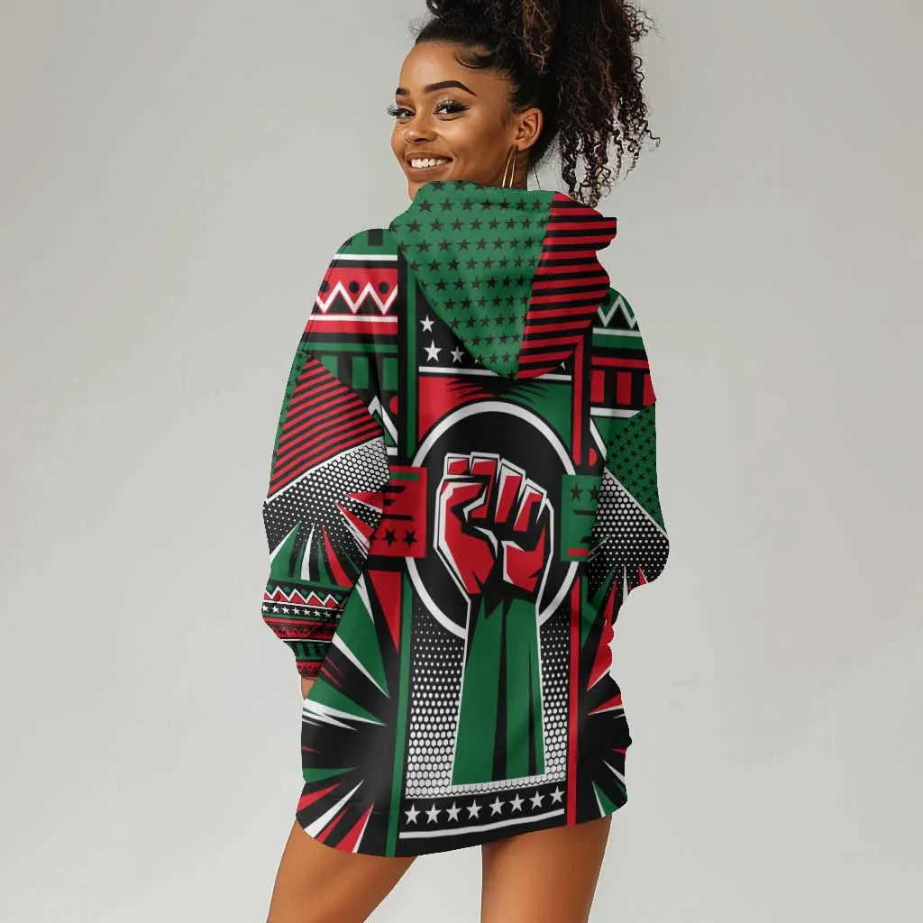 Power Fist And Patterns In Pan African Hoodie Dress DT02