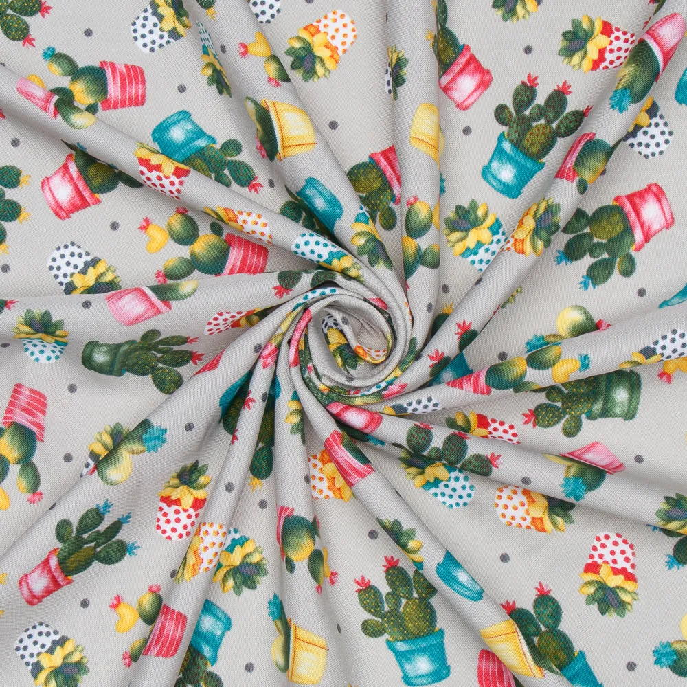 Printed Mini Matt Desert Plant Grey 150cm